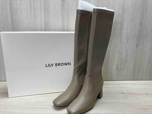 LILY BROWN/リリーブラウン ストレッチロングブーツ LWGS234315 スクエアトゥ 足首切り替え 合皮 シック 大人 グレーベージュ M(24cm)