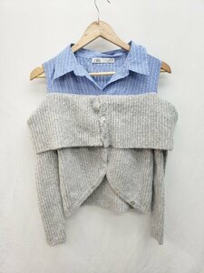 ◇ ZARA ザラ オープンショルダー キレイめ 長袖 ニット セーター サイズEUR M USA M MEX 28 グレー マルチ レディース P