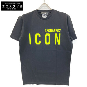 新品未使用 DSQUARED2 ディースクエアード S79GC0068 23年 ICON(イエロー)クルーネックカットソー トップス L ブラック メンズ