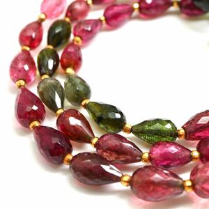 《K18 天然マルチカラートルマリンネックレス》 N 約14.3g 約43.0cm tourmaline necklace jewelry ジュエリー EA0/EA0