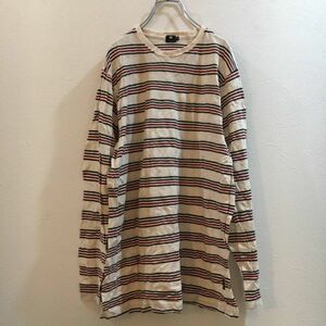 PAUL SMITH/ポールスミス 長袖ボーダーカットソー ベージュブラウン茶 レッド赤　Mサイズ