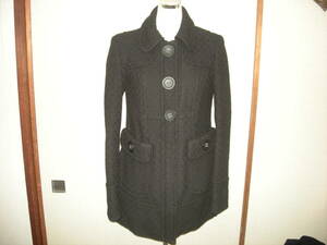 ZARA ザラ Trf Wool Collection 美品 ウール ツイード 黒 ブラック コート ジップ＆ホック留めボタン フロント EU USA S