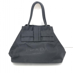 【中古】PRADA リボン テスート 2WAY ショルダーバッグ 1BG068 ブラック プラダ ナイロン[240024444156]