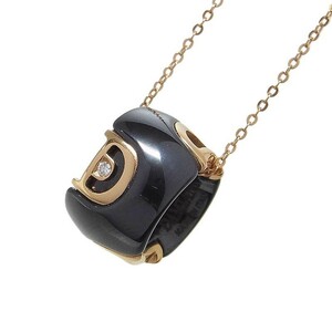 ダミアーニ DAMIANI Dアイコン ブラックセラミック ダイヤモンド1P ペンダント ネックレス K18PG ジュエリー 中古