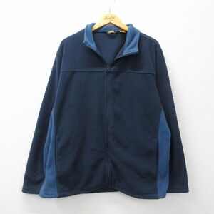 XL/古着 カベラス 長袖 フリース ジャケット メンズ ワンポイントロゴ ツートンカラー 紺他 ネイビー 24jan30 中古 アウター