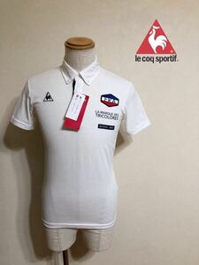 【新品】 le coq sportif ルコック 吸汗ドライ ポロシャツ UVカット ワッペン トップス サイズM 半袖 ホワイト QGMPJA41AP デサント