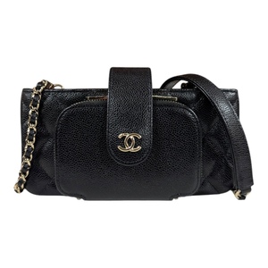 シャネル ショルダーバッグ キャビアスキン AP2916 ブラック レディース CHANEL 中古 美品