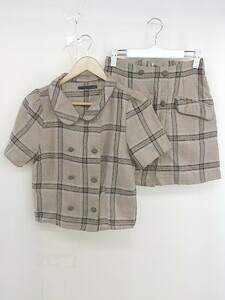 ◇ Heather ヘザー チェック ジャケット キュロットパンツ セットアップ サイズ F ベージュ ブラック マルチ レディース