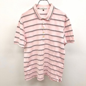 クランプリュスオム KLEIN PLUS HOMME ポロシャツ Tシャツ生地 ボーダー 半袖 綿×ポリ 48 ピンク×ネイビー×グリーン ピンク メンズ