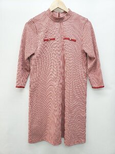 ◇ CHILD WOMAN チャイルドウーマン 総柄 スタンドカラー 長袖 ミニ ワンピース サイズF レッド レディース P