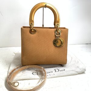 f001 C2 Christian Dior クリスチャンディオール 2way レディ ディオール カナージュ ハンドバッグ トロッター柄 保存袋付き