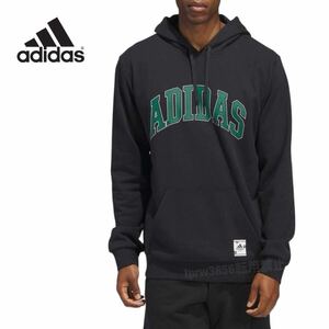 ★送料230円 アディダス【L】ロゴ パーカー 定価7700円 adidas 新品 スウェット カジュアル スポーツ フーディー 黒 ジャージ 4209 長袖