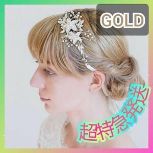 ハロウィン ヘアアクセサリー ゴールド ヘッドドレス バレッタ ウェディング C