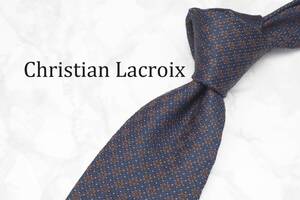 【美品】Christian Lacroix クリスチャンラクロア A-287 ネイビー ブラウン イタリア製 ブランド ネクタイ 良品 古着 USED オールド SILK