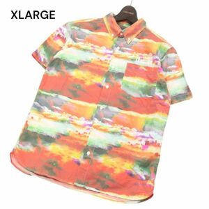 XLARGE エクストララージ 春夏 マルチカラー総柄★ 半袖 ボタンダウン シャツ Sz.M　メンズ　I4T01176_4#A