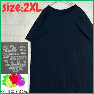 フルーツオブザルーム Tシャツ 半袖 無地 ブラック 2XL メンズ 2645