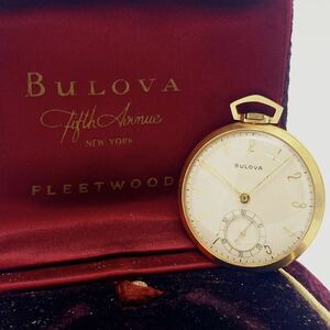 稼働品 BULOVA 懐中時計 14K SOLID GOLD 総重量約42.5g 手巻き 金無垢 ブローバ アンティーク 追加写真有 alp色