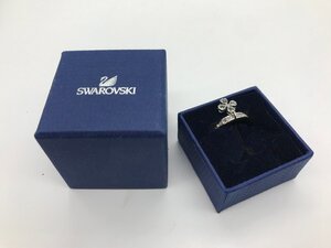 ■【YS-1】 スワロフスキー Swarovski クリスタル リング ■ 指輪 12号 クローバーモチーフ クリア × シルバー系 【同梱可能商品】K■