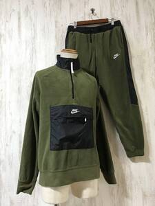 J182☆【アノラック フリースジャケット フリースパンツ セットアップ】NIKE ナイキ カーキ L