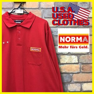 ME13-247【NORMA ノルマ】ドイツ企業 従業員限定 ワッペン付 スウェット【2XL】赤 大きめサイズ 制服 スーパーマーケット トレーナー