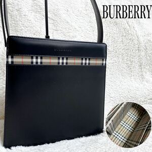 BURBERRY オールレザー ノバチェック スクエア ショルダーバッグ ロゴ バーバリー