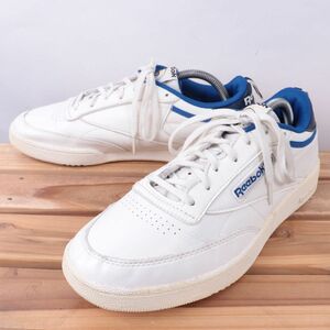 z6292 リーボック クラブ C 85 US9 1/2 27.5cm/白 ホワイト 紺 ネイビー 青 ブルー系 REEBOK CLUB C 85 メンズ スニーカー 中古