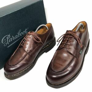 【パラブーツ】本物 Paraboot 靴 25.5cm Uチップ ビジネスシューズ 外羽根式 CHAMBORD シャンボード 本革 レザー 紳士 メンズ 仏製 7 F 箱