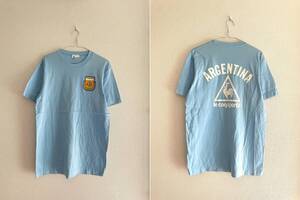 A8/188★レア★マラドーナ Maradona★ルコック le coq sportif アルゼンチン代表 ARGENTINA 80s 水色 Homeカラー Tシャツ 日本正規品☆175