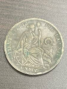 ●○#1351【1ソル銀貨】ペルー共和国 1ソル銀貨 女神座像 １８９５年銘 大型銀貨○●