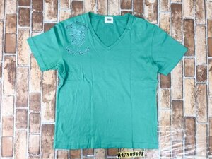 TAKEO KIKUCHI タケオキクチ メンズ Vネック プリント 半袖Tシャツ 3 明るい緑