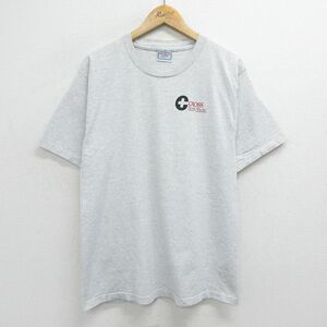 L/古着 All Sports 半袖 ビンテージ Tシャツ メンズ 90s CROSS クルーネック 薄グレー 霜降り 24mar28 中古