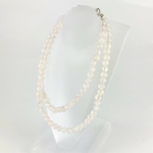 【77】SILVER925 刻印 クオーツ ネックレス シンプル おしゃれ ファッション アクセサリー レディース 誕生石 4月 44㎝ 13.2ｇ (1037)