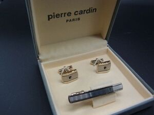 ■美品■ pierre cardin ピエールカルダン カフス カフスボタン ネクタイピン タイピン アクセサリー 2点セット シルバー系 DD8861