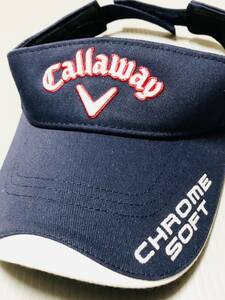 新品！Callaway （キャロウェイ）サンバイザー　ユニセックス (Unisex)（ネイビー×ホワイト）ODYSSEY刺繍 CHROME SOFT