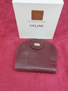 セリーヌ　マルーン　茶　二つ折り　ラウンド財布　小銭入れ付き　伊製　CELINE