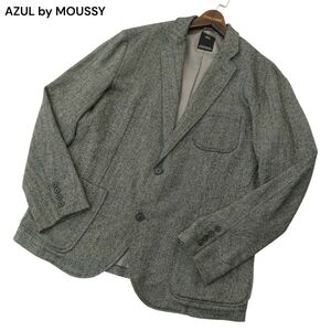 AZUL by MOUSSY アズール マウジー 秋冬 ウール ツイード ヘリンボーン★ テーラード ジャケット Sz.L メンズ グレー　A4T13215_C#O