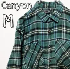 usa古着 Canyon ネルシャツ　M グリーン　ブルー　チェック