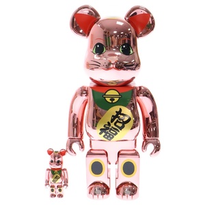 MEDICOM TOY メディコムトイ BE@RBRICK 招き猫 開運 桃金メッキ 100%&400% フィギュア 人形 ピンク