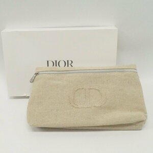 未使用 ディオール Christian Dior ポーチ 麻 リネン ベージュ