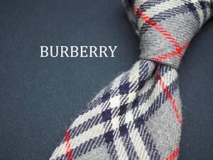 美品【BURBERRY バーバリー】 C1541 グレー チェック WOOL ブランド ネクタイ 古着 良品