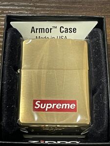 zippo シュプリーム ゴールド アーマー GOLD solid brass 希少品 2011年製 ソリッドブラス ボックスロゴ ケース 保証書