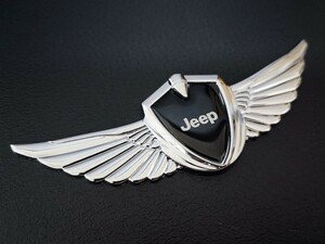 Jeep Ｂ ウイングエンブレム【シルバー】クライスラー・ジープ ラングラー アンリミテッド グランドチェロキー コンパス レネゲード