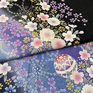 着物月花　金駒刺繍　金通し　可憐な花　鞠　振袖　正絹　金糸　パールトーン加工　ki3551