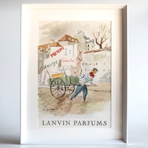 LANVIN ランバン 1950年 香水 Guillaume Gillet イラスト フランス ヴィンテージ 広告 額装品 インテリア フレンチ ポスター 稀少