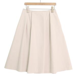 2019年 フォクシー FOXEY NEWYORK Skirt 39418 スカート ハーフひざ丈 タック フレア ボトムス 38/M オフホワイト レディース