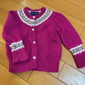 ラルフローレン　ノスタルジック柄　 ニットカーディガン80サイズ　ピンク RALPH LAUREN 女の子