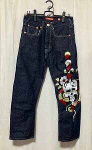 Ed Hardy エドハーディー 刺繍入りジーンズ デニム LOT 2008 中古品 30