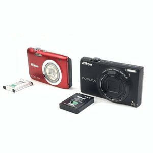 Nikon ニコン COOLPIX A100 / S6100 コンパクトデジタルカメラ 2台 まとめ売り バッテリー×２付き●動作品