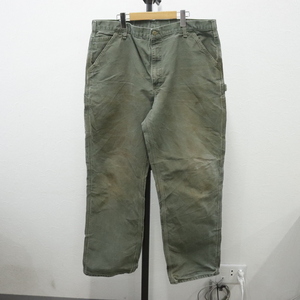 C227 2008年製ビンテージ carhartt カーハート ペインターパンツ■00s 表記38インチ グリーン 緑 MOS アメカジ ダック ストリート 古着卸