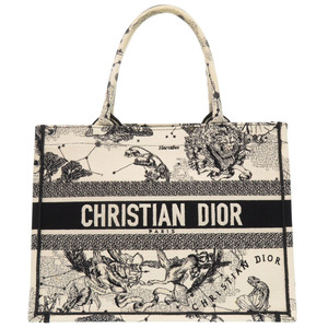 美品 クリスチャンディオール ブックトート ミディアム キャンバス M1296ZRHZ-M06E トートバッグ ホワイト 0386 Christian Dior